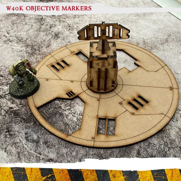 MDF Terrain Objective Markers & Radar Towers-PWork Wargames-Radaddel
