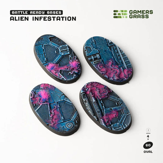 Alien Infestation Bases Oval 60mm (x4)-Gamers Grass-Radaddel