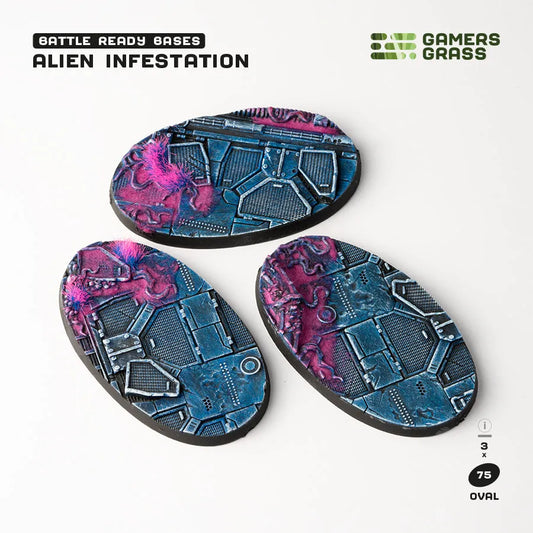 Alien Infestation Bases Oval 75mm (x3)-Gamers Grass-Radaddel