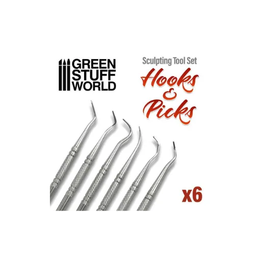 6x Modellierwerkzeug HAKEN Set-Greenstuff World-Radaddel