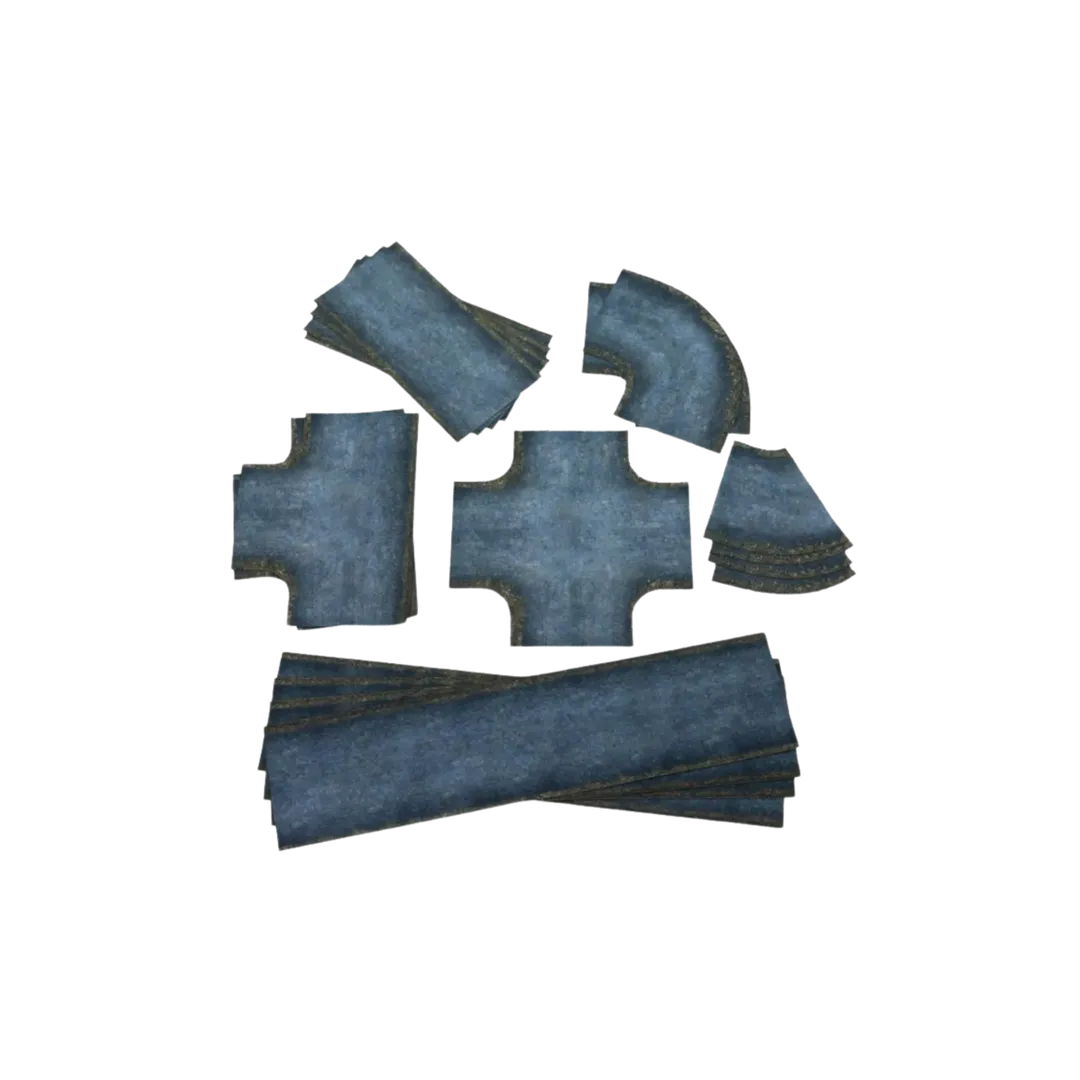 Old Asphalt Roads - Rubber 2D Road Set 15mm-Playmats.eu-Radaddel