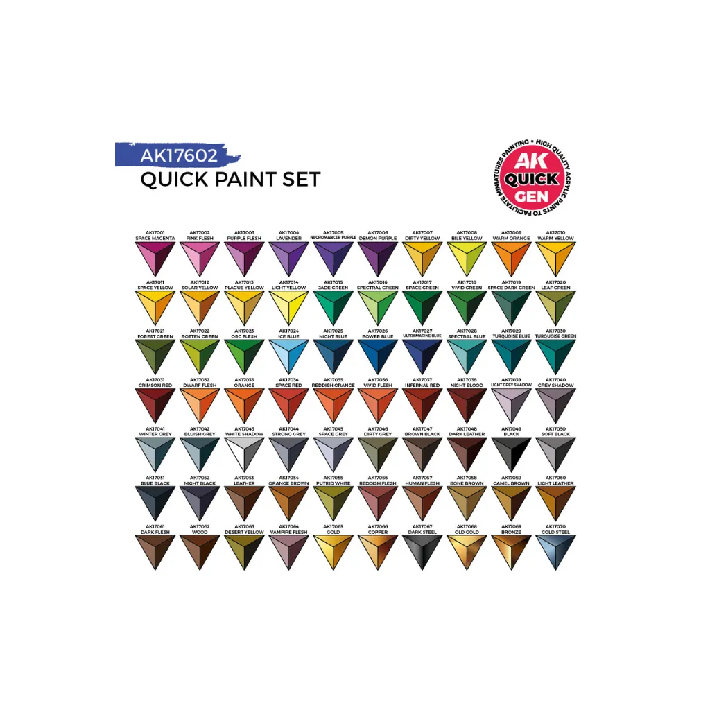 AK QUICK GEN Paint Set 72 Colors (2 Brushes)-AK-Interactive-Radaddel