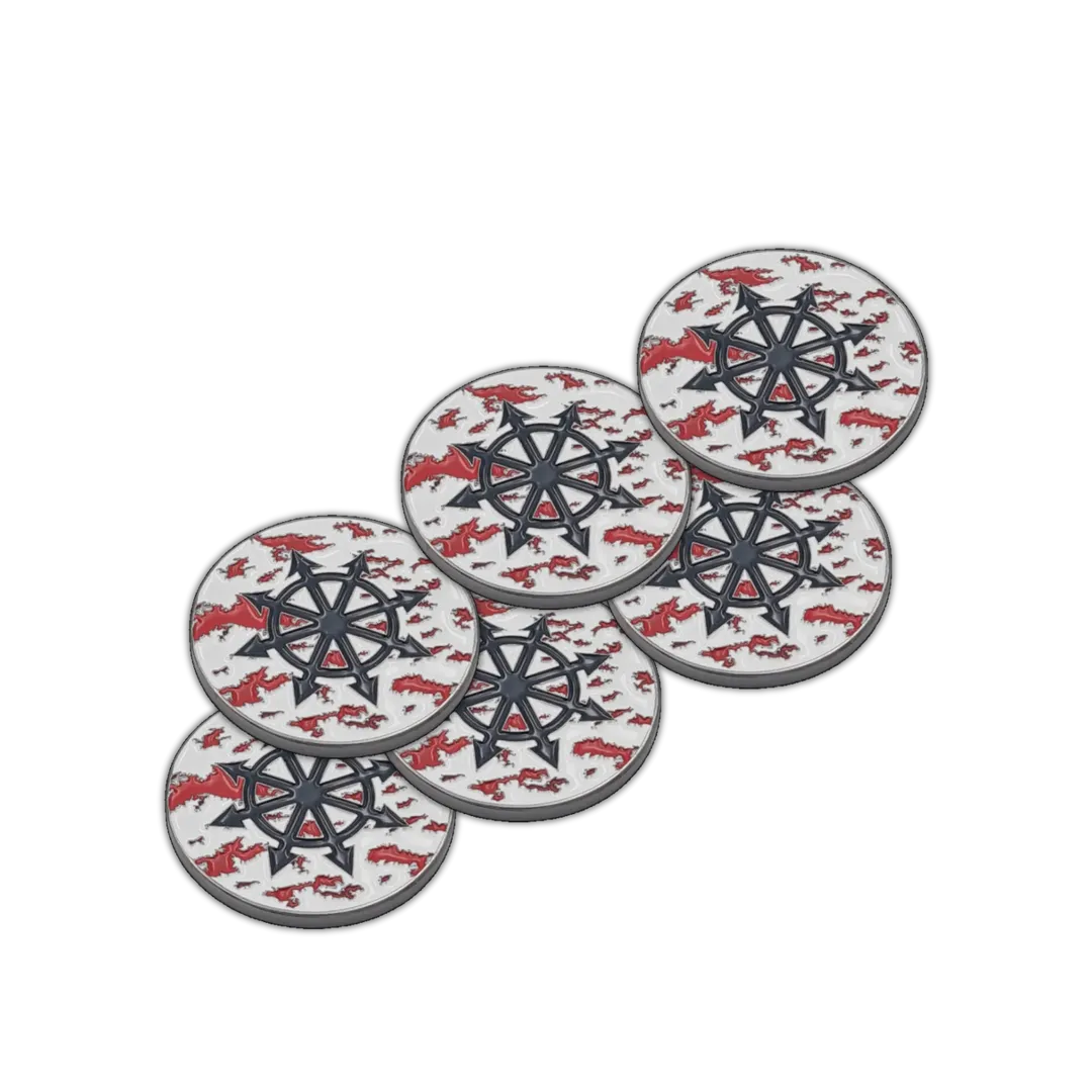 40mm Metal Coin Set - Blood Speckled Chaos Star (6 Stück)-Baron of Dice-Radaddel