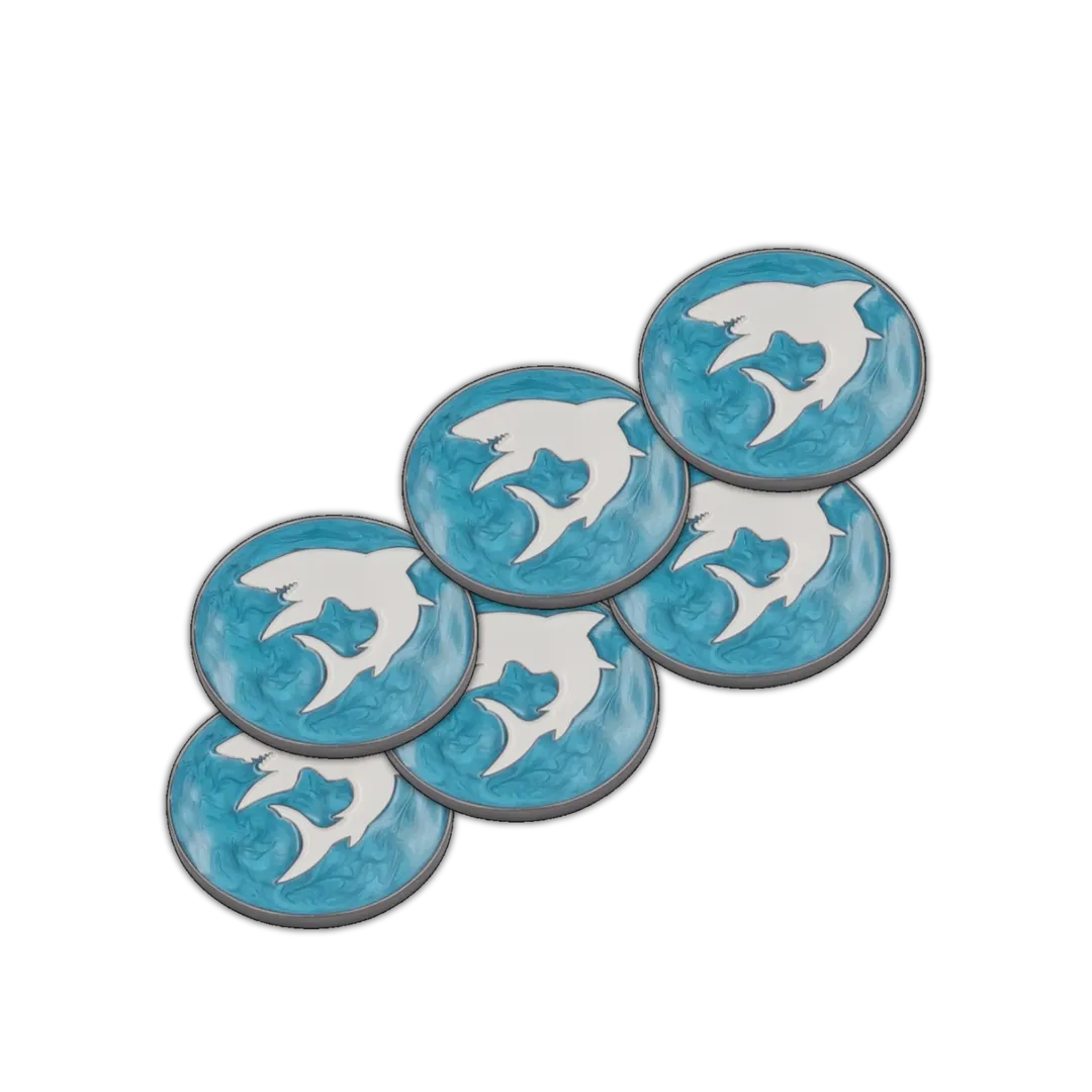 40mm Metal Coin Set - Shark (6 Stück)-Baron of Dice-Radaddel