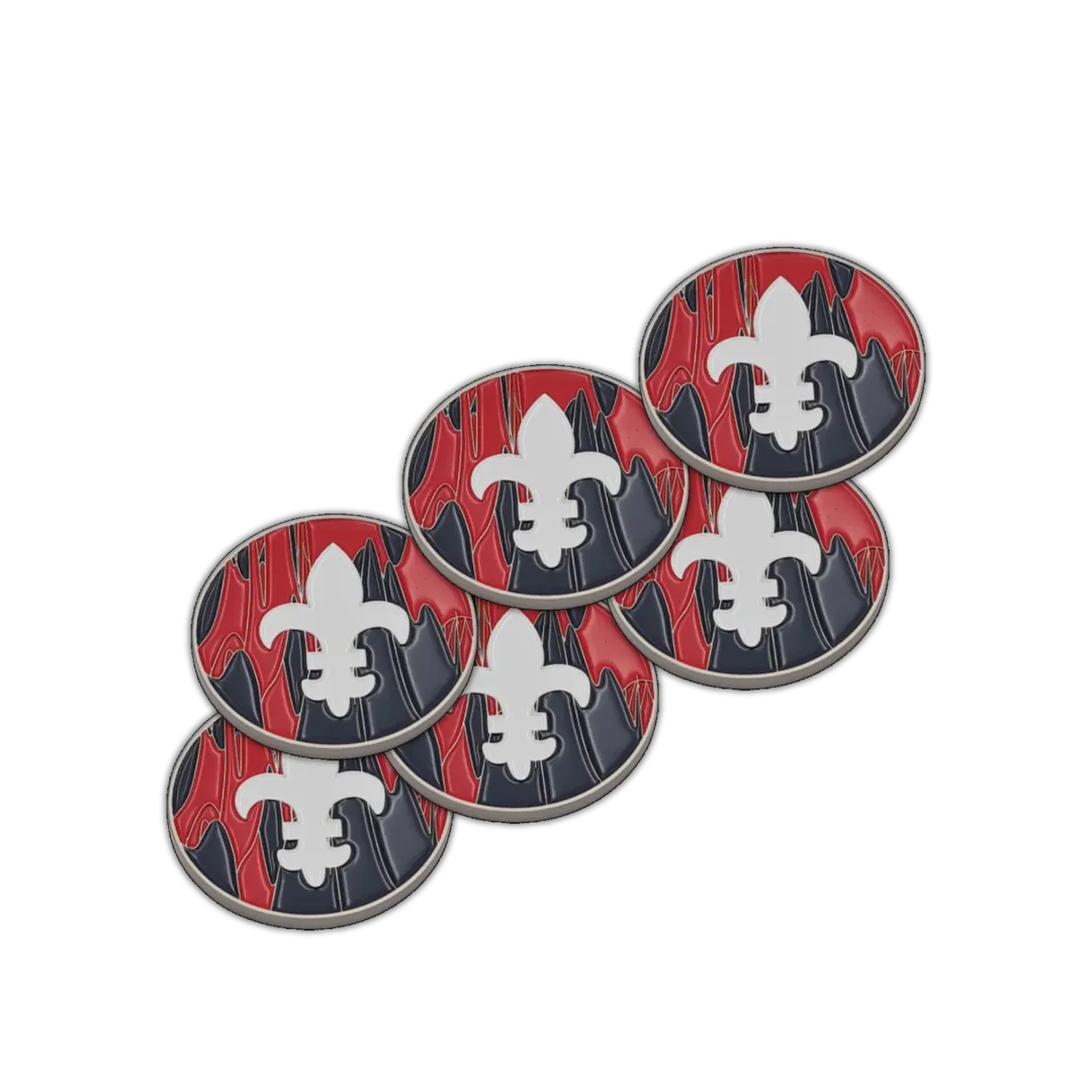 40mm Metal Coin Set - Fleur De Lis - Red (6 Stück)-Baron of Dice-Radaddel