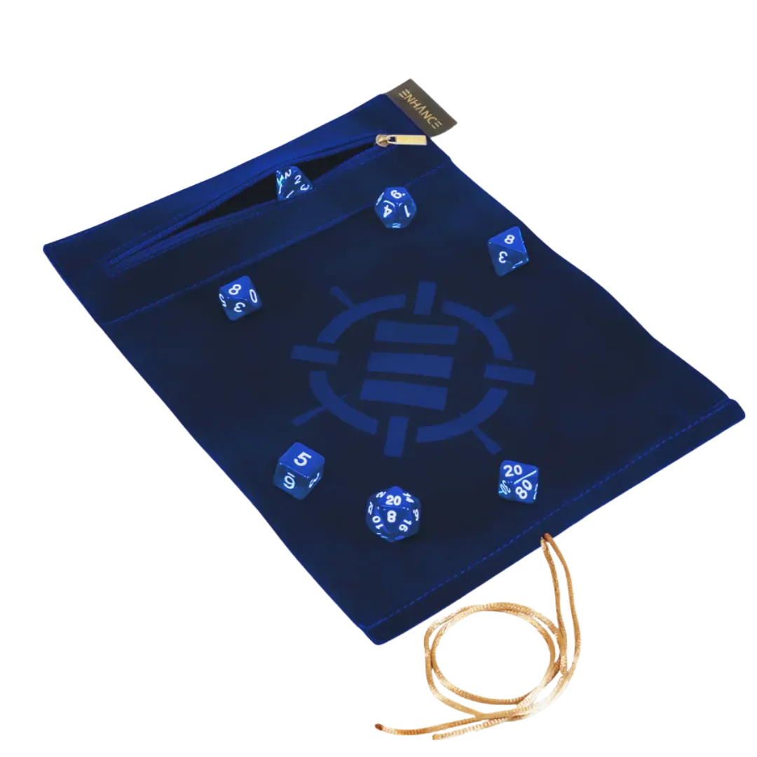 ENHANCE Roll on a Scroll Dice Rolling Mat & 7pc Acrylic Dice Set Blue-Accessory Power Europe-Radaddel