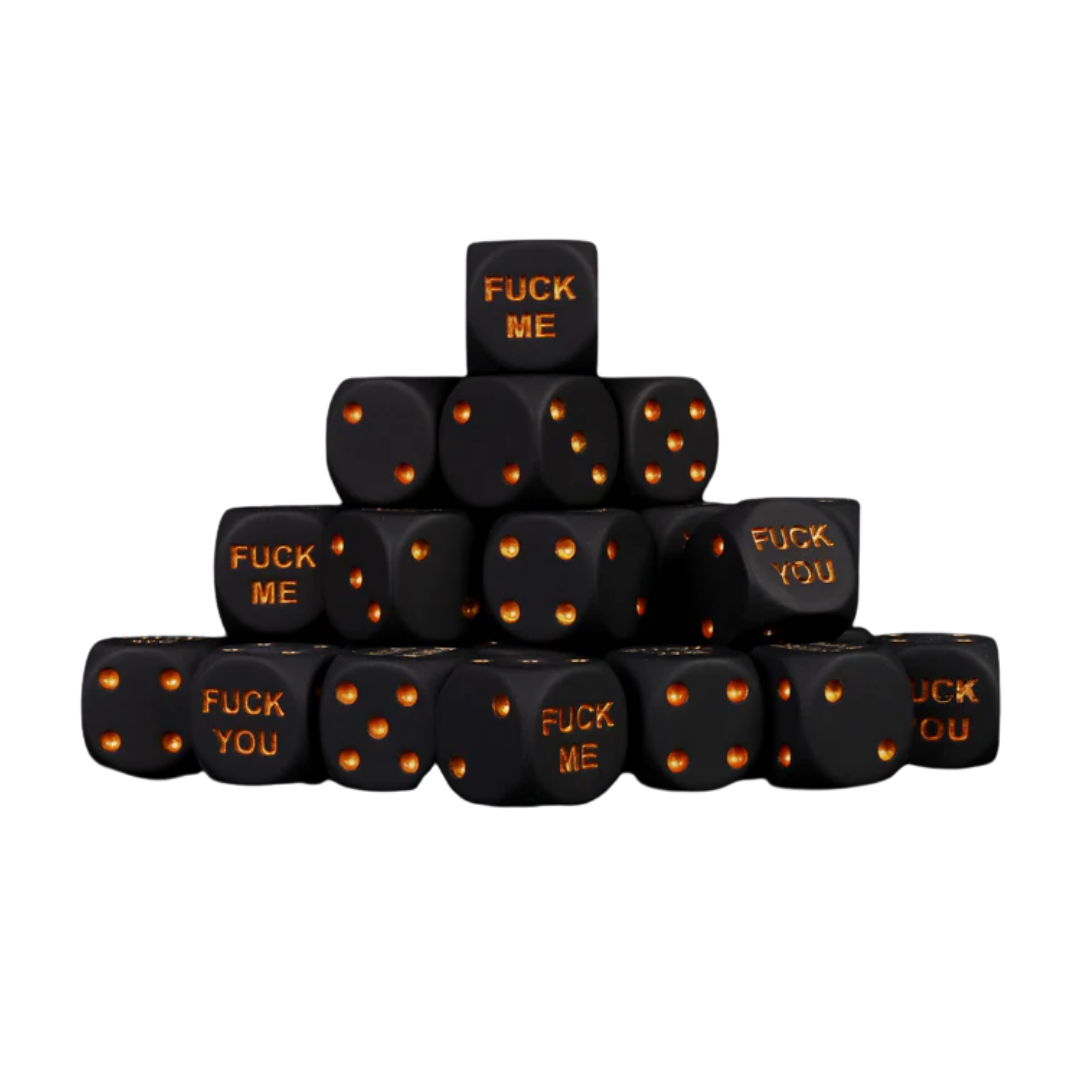 F**k Me & F**k You Dice Matte Black 16mm Round (25 Stück)