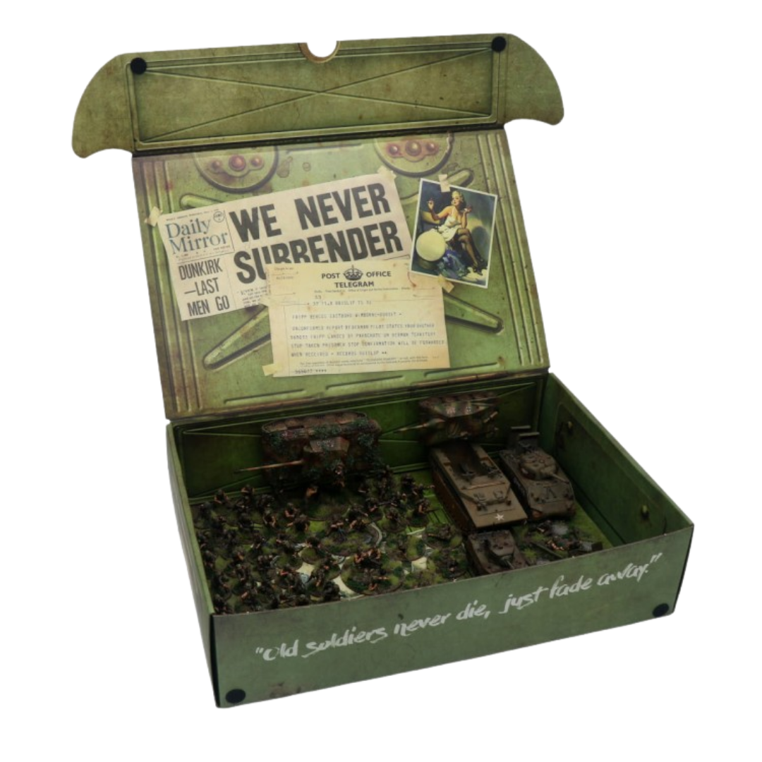 Bolt Action Army Box for magnetically-based miniatures + metal plate on the insi