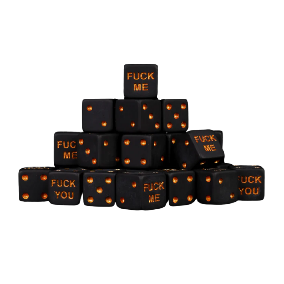 F**k Me & F**k You Dice Matte Black 16mm Square (25 Stück)
