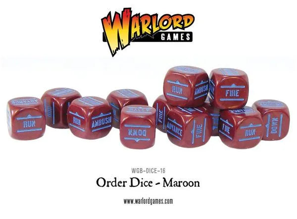 Bolt Action Orders Dice - Maroon (12)-Warlord Games-Radaddel