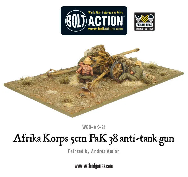 Afrika Korps 5cm PaK 38 Anti Tank Gun-Warlord Games-Radaddel