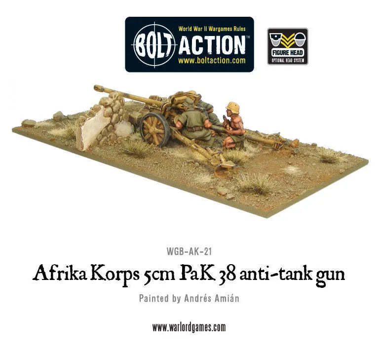 Afrika Korps 5cm PaK 38 Anti Tank Gun-Warlord Games-Radaddel