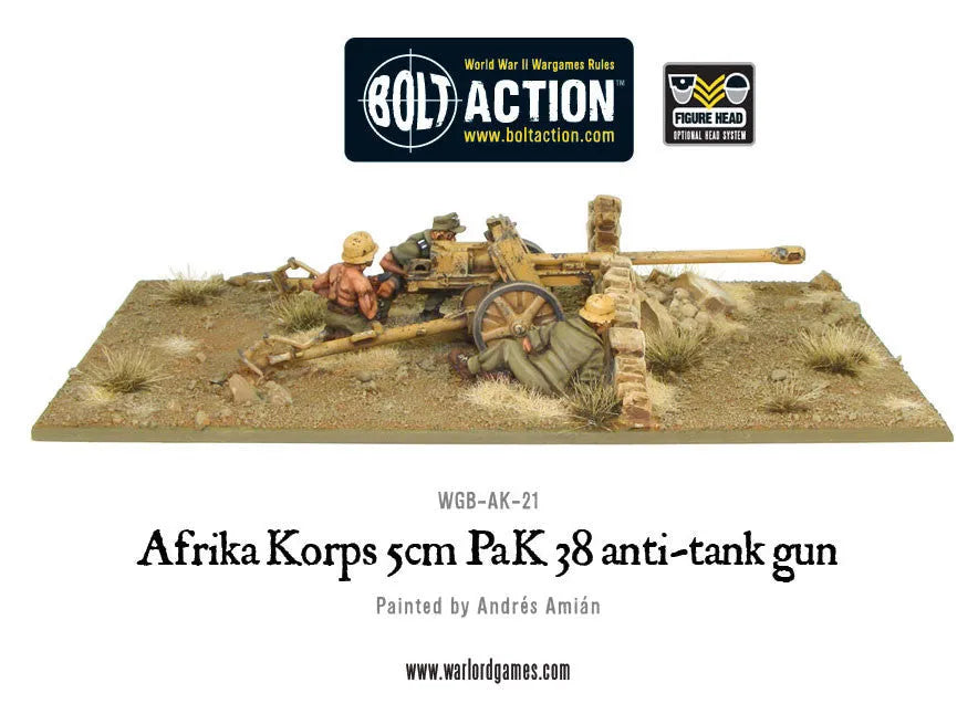 Afrika Korps 5cm PaK 38 Anti Tank Gun-Warlord Games-Radaddel