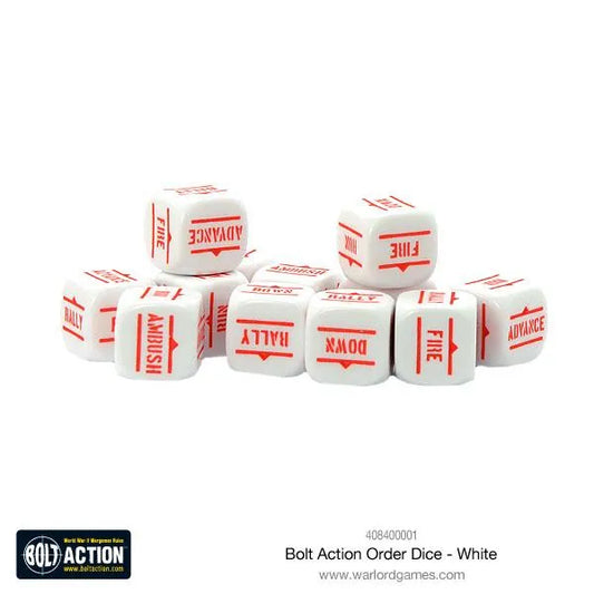 Bolt Action Orders Dice - White (12)-Warlord Games-Radaddel