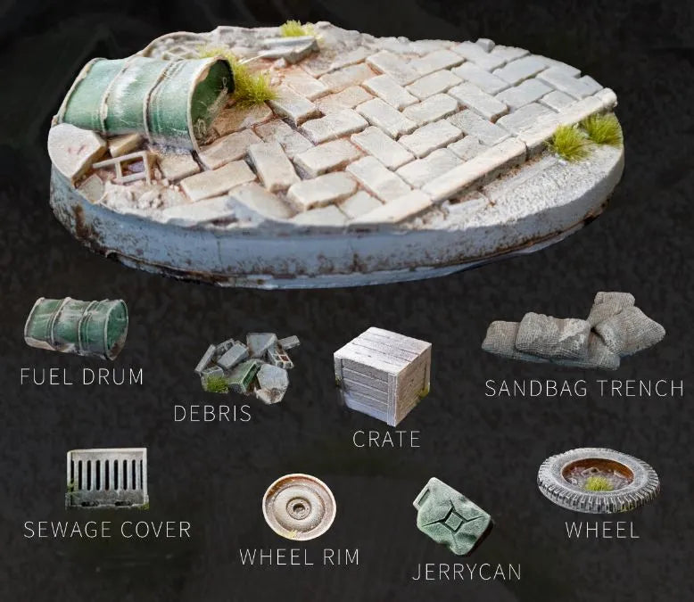 Round Urban Warfare Bases 32mm (x8)-Gamers Grass-Radaddel