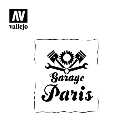 Vintage Garage Sign Stencil-Vallejo-Radaddel