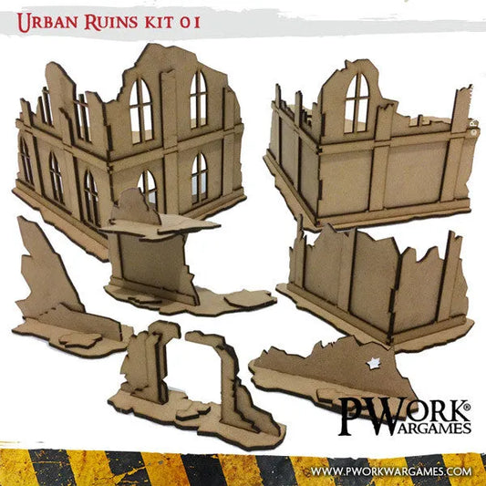 MDF Terrain Urban Ruins 01-PWork Wargames-Radaddel