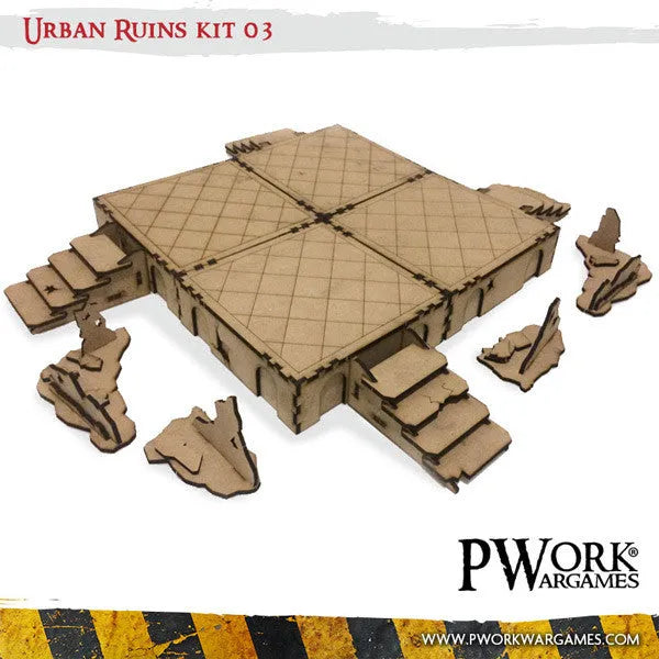 MDF Terrain Urban Ruins 03-PWork Wargames-Radaddel