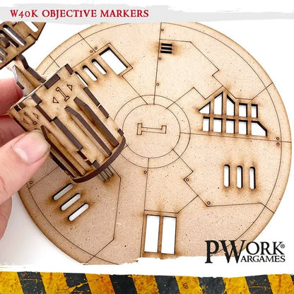 MDF Terrain Objective Markers & Radar Towers-PWork Wargames-Radaddel