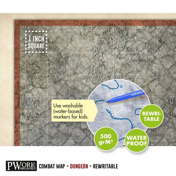 RPG Rewritable Combat Map Dungeon 24X24"-PWork Wargames-Radaddel