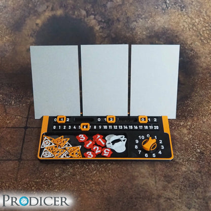 Sci-Fi Skirmish Single Dashboard V2 | Single Board + Fraction Counter | Orange-ProDicer-Radaddel