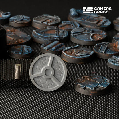Spaceship Corridor Bases Round 40mm (x5)-Gamers Grass-Radaddel