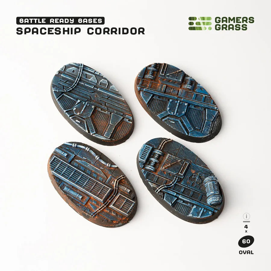 Spaceship Corridor Bases Oval 60mm (x4)-Gamers Grass-Radaddel
