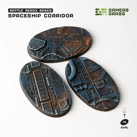 Spaceship Corridor Bases Oval 75mm (x3)-Gamers Grass-Radaddel