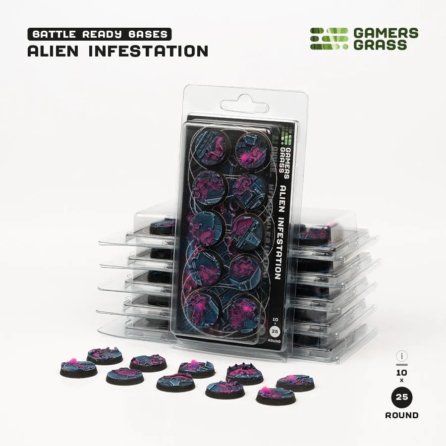 Alien Infestation Bases Round 25mm (x10)-Gamers Grass-Radaddel