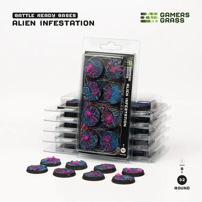Alien Infestation Bases Round 32mm (x8)-Gamers Grass-Radaddel