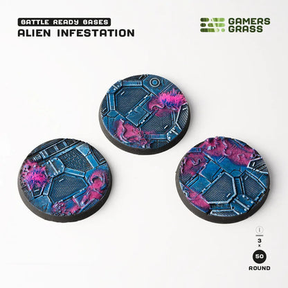 Alien Infestation Bases Round 50mm (x3)-Gamers Grass-Radaddel