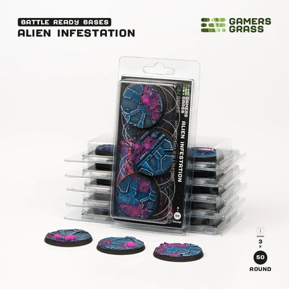 Alien Infestation Bases Round 50mm (x3)-Gamers Grass-Radaddel