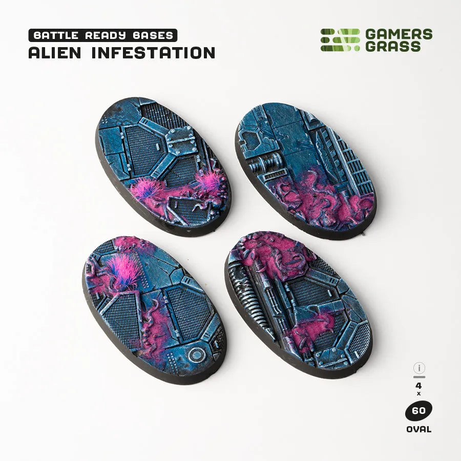 Alien Infestation Bases Oval 60mm (x4)-Gamers Grass-Radaddel