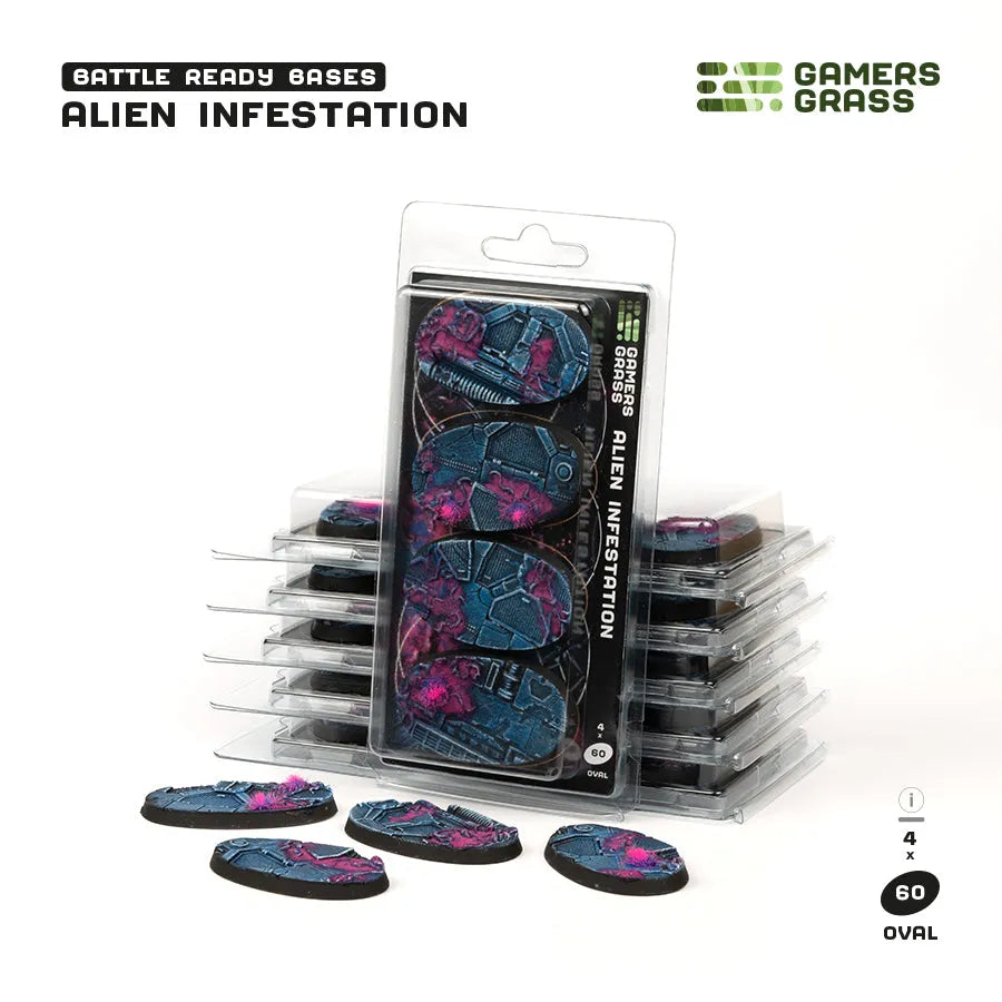 Alien Infestation Bases Oval 60mm (x4)-Gamers Grass-Radaddel