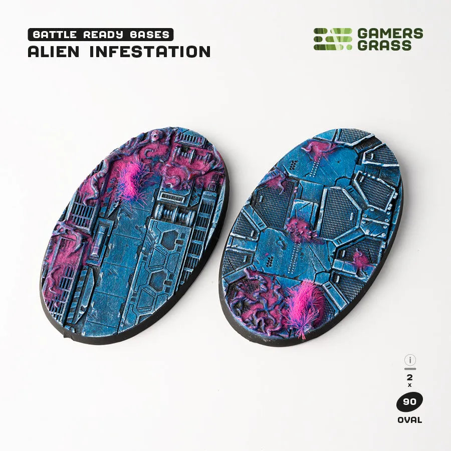Alien Infestation Bases Oval 90mm (x2)-Gamers Grass-Radaddel