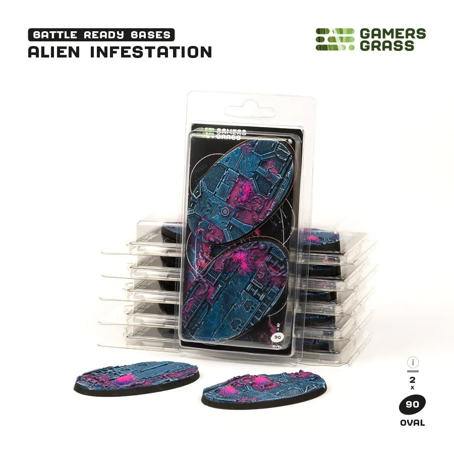 Alien Infestation Bases Oval 90mm (x2)-Gamers Grass-Radaddel