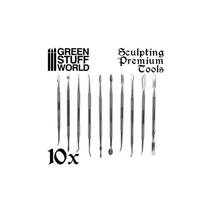 10x Modellierwerkzeug Set Edelstahl mit Ledertasche-Greenstuff World-Radaddel