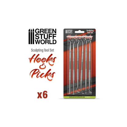 6x Modellierwerkzeug HAKEN Set-Greenstuff World-Radaddel
