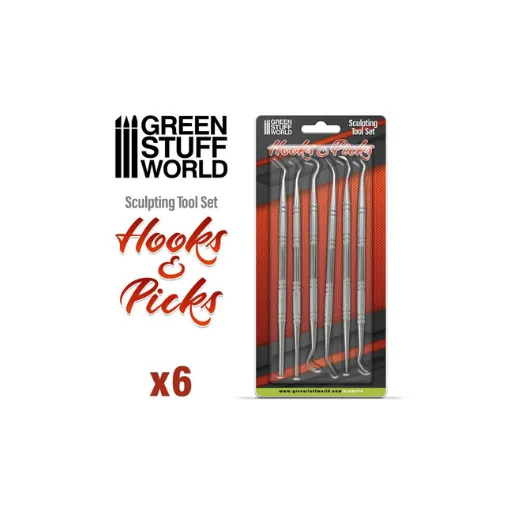 6x Modellierwerkzeug HAKEN Set-Greenstuff World-Radaddel