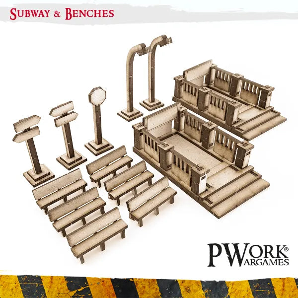 MDF TERRAIN Subway & Benches-PWork Wargames-Radaddel