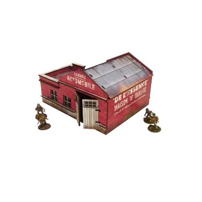 Pre-painted WW2 Normandy Garage with Petrol Station-Micro Art Studio-Radaddel