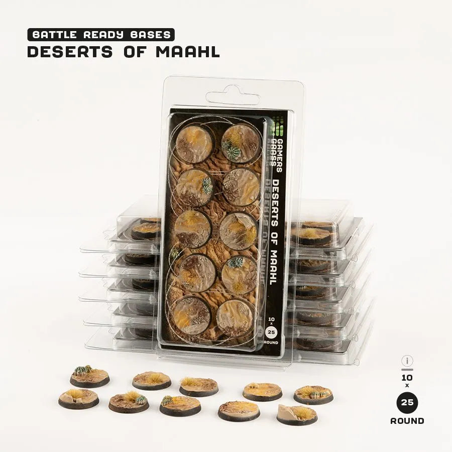 Deserts of Maahl Bases Round 25mm (x10)-Gamers Grass-Radaddel