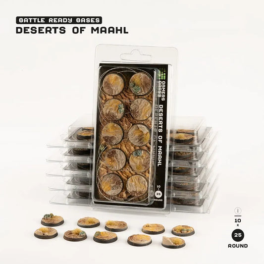 Deserts of Maahl Bases Round 25mm (x10)-Gamers Grass-Radaddel