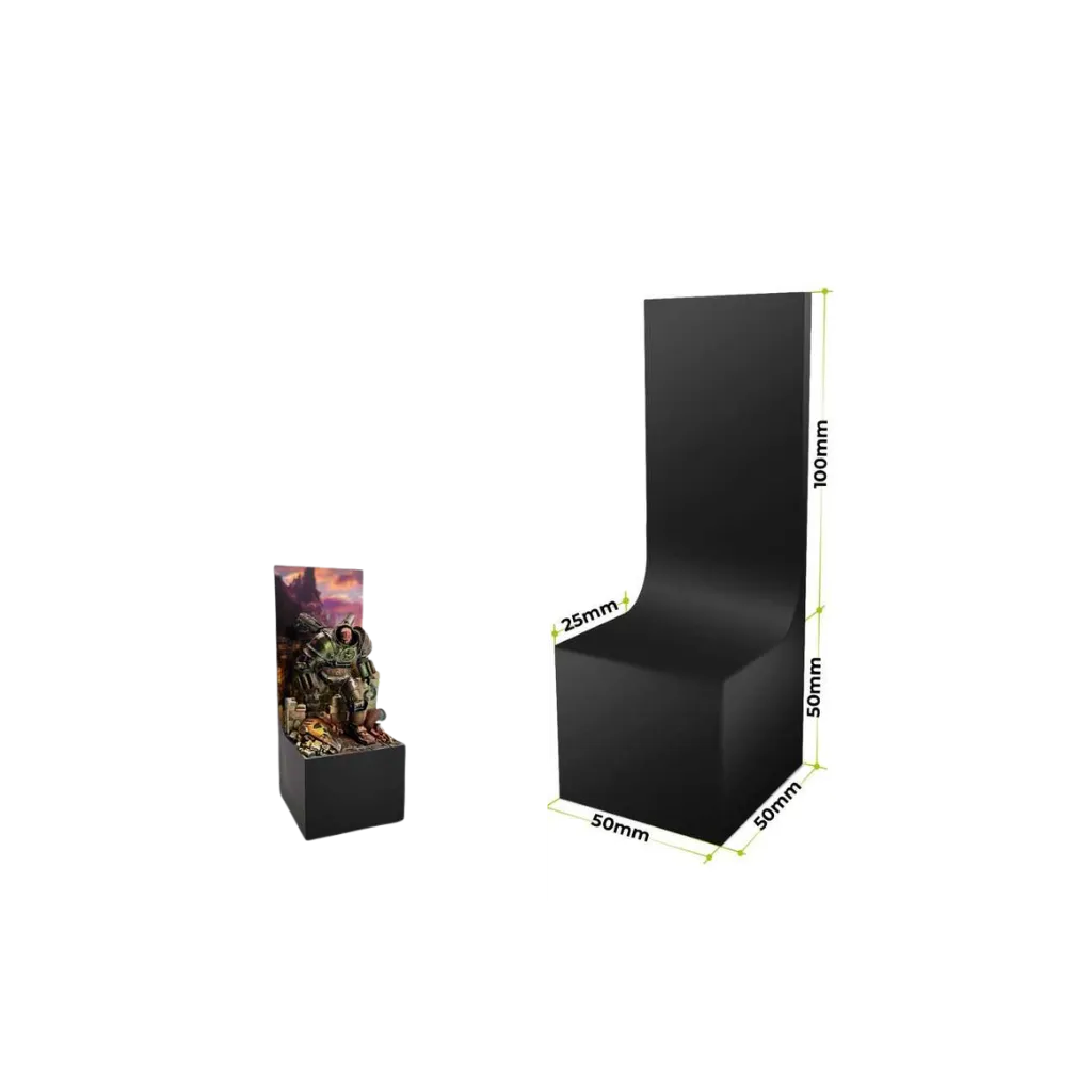 Ausstellungssockel mit Hintergrund 5x5x5cm Schwarz-Greenstuff World-Radaddel