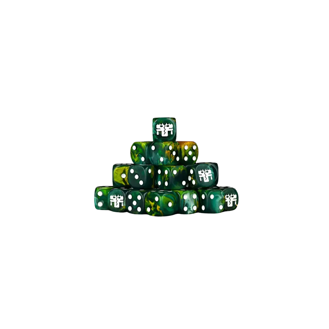 Twin Headed Lizard (Green & Gold) Dice 16mm Round (25 Stück)-Baron of Dice-Radaddel
