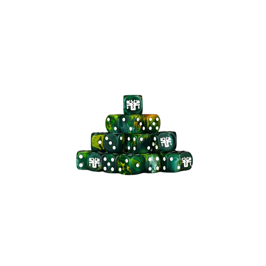 Twin Headed Lizard (Green & Gold) Dice 16mm Round (25 Stück)-Baron of Dice-Radaddel