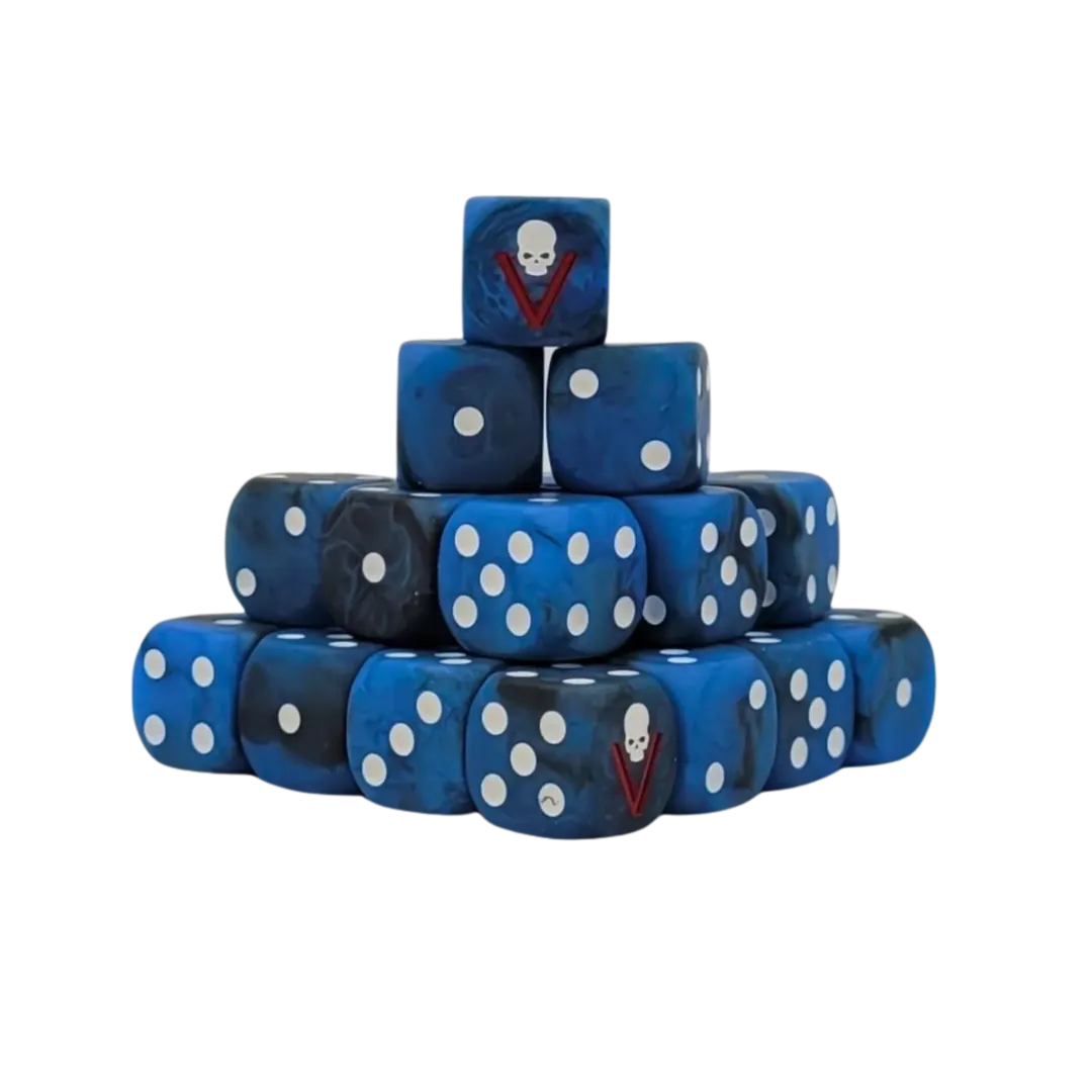 Kloned Corps Bloody V Dice 16mm Round (25 Stück)-Baron of Dice-Radaddel