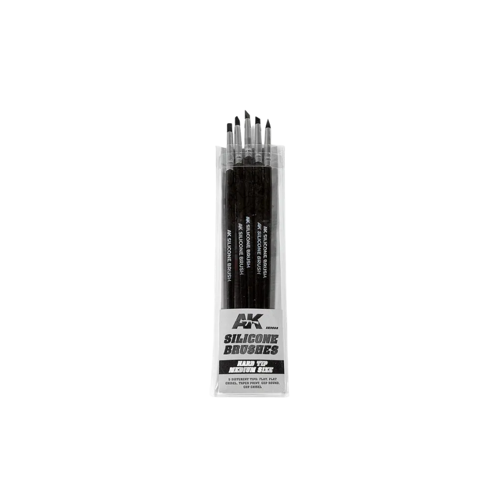 Set of 5 Silicone Brushes Hard Tip Medium AK-AK-Interactive-Radaddel