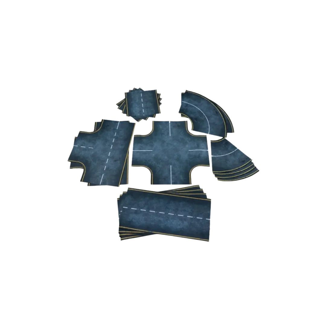 Asphalt Roads - Rubber 2D Road Set 28mm-Playmats.eu-Radaddel