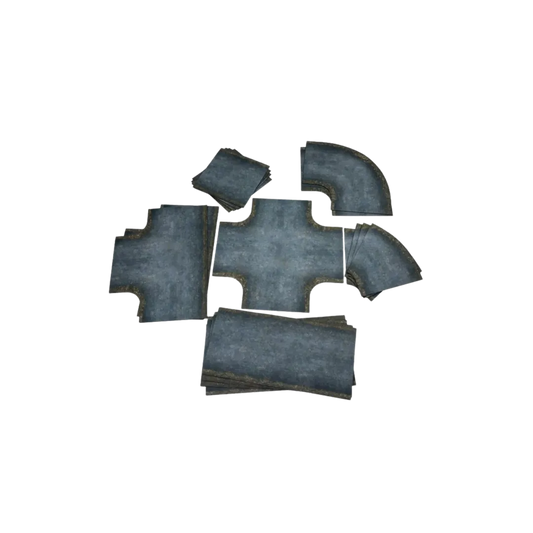 Old Asphalt Roads - Rubber 2D Road Set 28mm-Playmats.eu-Radaddel
